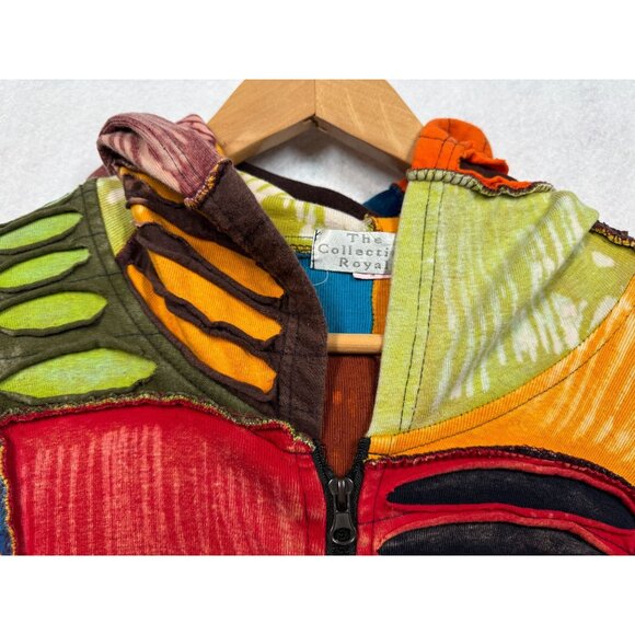 The Collection Royal Patchwork Jacket Multicolor Full Zip Hooded Nepal Women's M - Picture 4 of 6